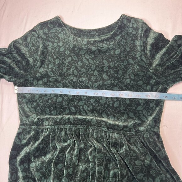 Vintage LL Bean 90s Velour Holly Print Midi Dress Green Holiday Christmas S/ M - Picture 9 of 15